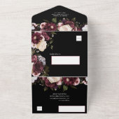 バーグエレガントンディとピンクのフローラ結婚ズ オールインワン招待状 (外側)