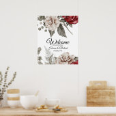 バーグエレガントンディとベージュ結婚の歓迎サイン ポスター (キッチン)