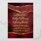 バーグエレガントンディと金ゴールドア結婚ガテのリハーサル 箔招待状 (正面)