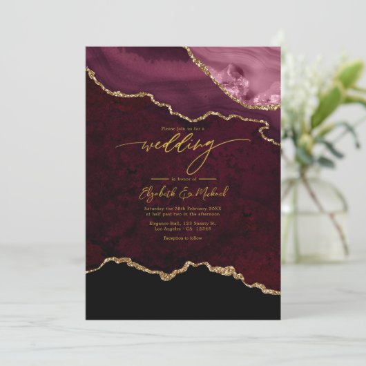 バーグエレガントンディと金ゴールドア結婚ガートのQRコード 招待状 (スタンド正面)