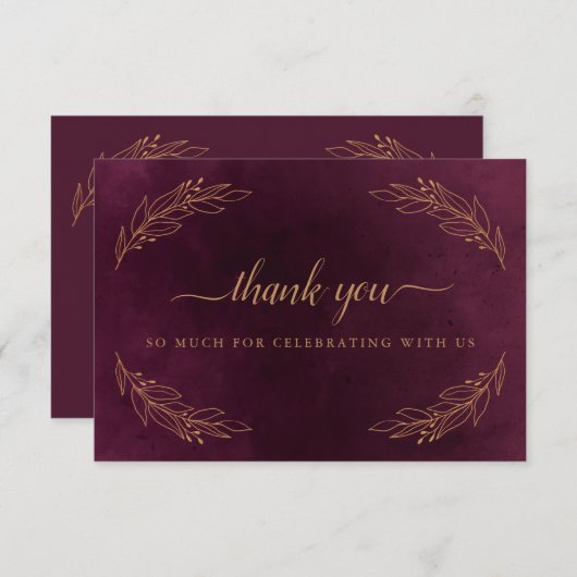 バーグエレガントンディと金ゴールド結婚のサンキューカード 招待状 (正面/裏面)