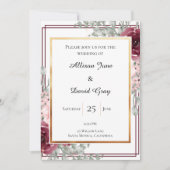 バーグエレガントンディバラ金ゴールドフレーム結婚ズ 招待状 (正面)