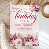 バーグエレガントンディピンクフローラ100誕生日 招待状