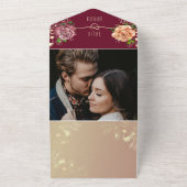 バーグエレガントンディフローラバラ結婚金ゴールド オールインワン招待状 (外側)