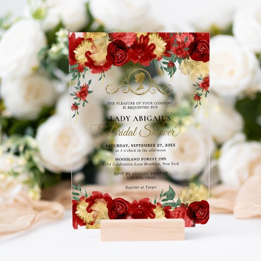 バーグエレガントンディフローラビクトリアンブライダルシャワー アクリル招待状