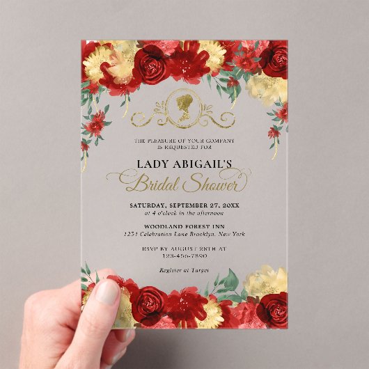 バーグエレガントンディフローラビクトリアンブライダルシャワー アクリル招待状 (インサイチュ (ポータブル))