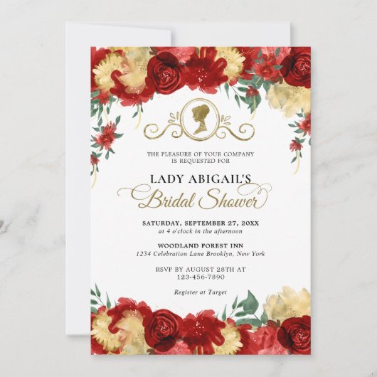 バーグエレガントンディフローラビクトリアンブライダルシャワー 招待状 (正面)