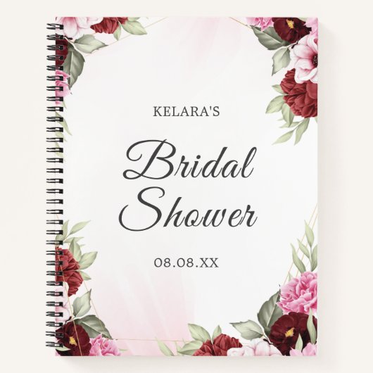 バーグエレガントンディフローラブライダルシャワー結婚ズ ノートブック (正面)