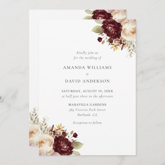 バーグエレガントンディフローラ結婚ズ 招待状 (正面/裏面)