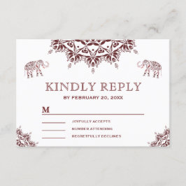 バーグエレガントンディヘナインディアンRSVP 出欠カード