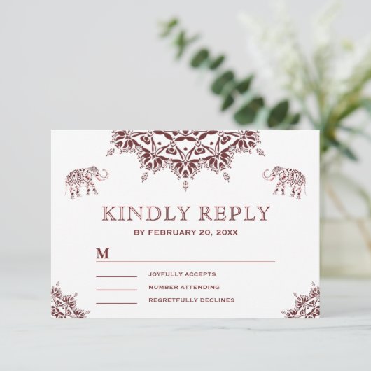 バーグエレガントンディヘナインディアンRSVP 出欠カード (スタンド正面)