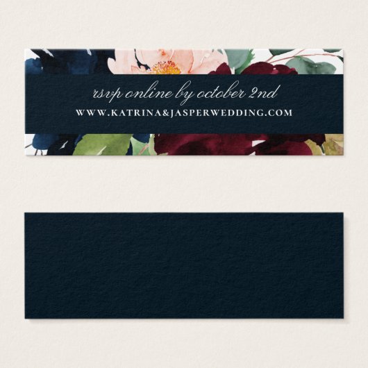 バーグエレガントンディ海軍フローラの結婚ウェブサイトRSVP (正面&裏面)