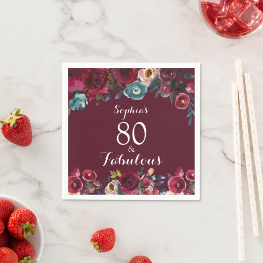 バーグエレガントンディ海軍フローラ80th誕生日パーティー スタンダードカクテルナプキン (インサイチュ)