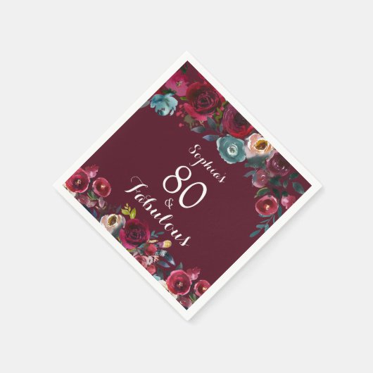 バーグエレガントンディ海軍フローラ80th誕生日パーティー スタンダードカクテルナプキン (角)