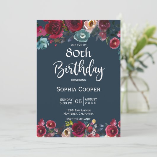 バーグエレガントンディ海軍フローラ80th誕生日パーティー 招待状 (スタンド正面)