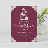 バーグエレガントンディ結婚レースケーキブライダルシャワー 招待状 (スタンド正面)
