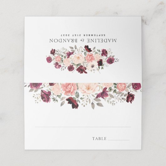 バーグエレガントンディ赤面フローラ結婚ズ プレイスカード (外部開封)