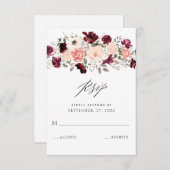 バーグエレガントンディ赤面フローラ結婚ズ 出欠カード (正面/裏面)