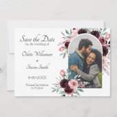 バーグエレガントンディ赤面水彩写真結婚の セーブザデート (正面)