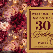 バーグエレガントンディ赤面金ゴールド30th誕生日の背景 タペストリー