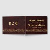 バーグエレガントンディ金ゴールドフローラ結婚ズ ゲストブック (全面)