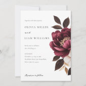 バーグエレガントンディ金ゴールドフローラ結婚ズ 招待状 (正面)