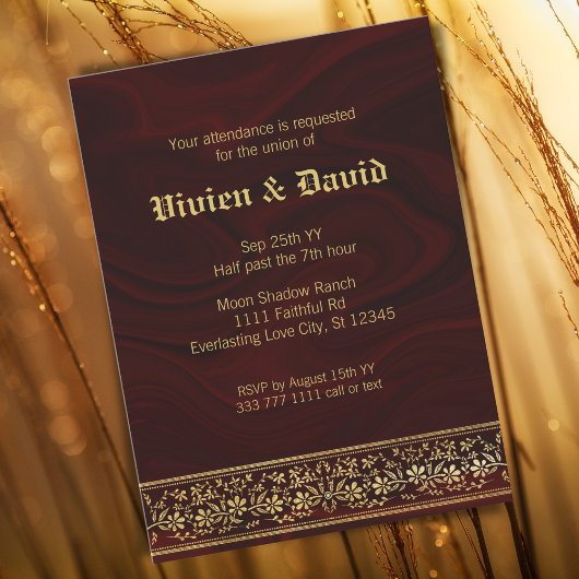 バーグエレガントンディ金ゴールドフローラ結婚ズ 招待状