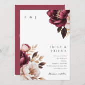 バーグエレガントンディ金ゴールドフローラ結婚ズ 招待状 (正面/裏面)