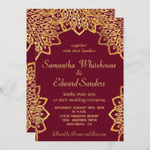 バーグエレガントンディ金ゴールド素朴結婚式招待状 招待状 (正面/裏面)