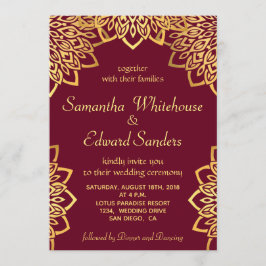 バーグエレガントンディ金ゴールド素朴結婚式招待状 招待状