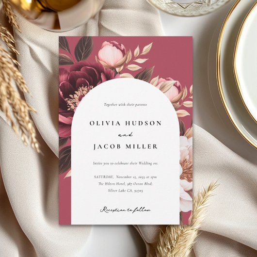 バーグエレガントンディ金ゴールド結婚アーチ 招待状