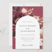 バーグエレガントンディ金ゴールド結婚アーチ 招待状 (正面)