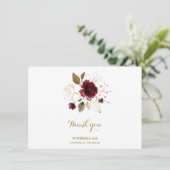 バーグエレガントンディ金ゴールド結婚フローラありがとう サンキューカード (スタンド正面)