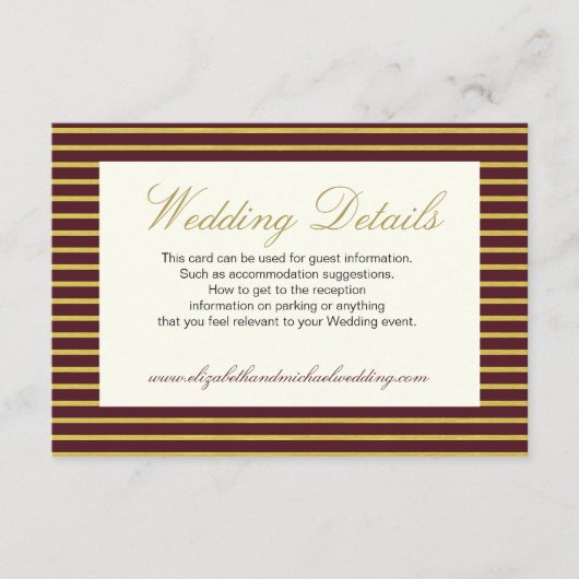 バーグエレガントンディ金ゴールド結婚詳細 エンクロージャーカード (正面)