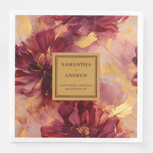 バーグエレガントンディ金ゴールド赤面結婚ズ紙ナプキンス (正面)