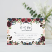 バーグエレガントンディ、ピンクと海軍のフローラ結婚 出欠カード (スタンド正面)