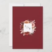 バーグエレガントンディ、赤面、ピンクのフローラ結婚 招待状 (裏面)