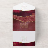 バーグエレガントンディ&金ゴールドアゲート結婚ト オールインワン招待状 (外側)