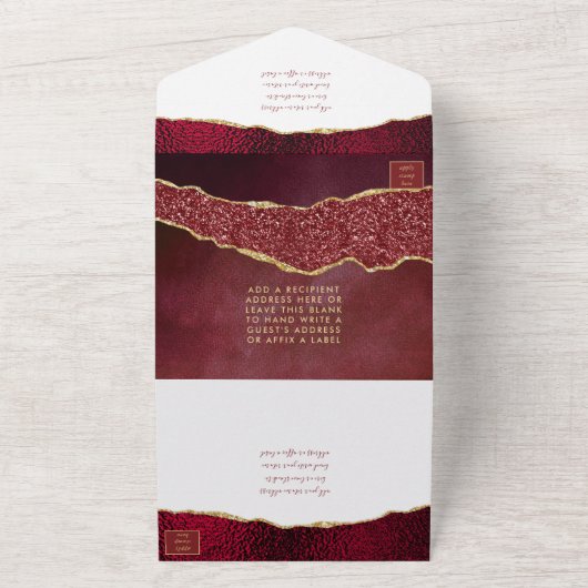 バーグエレガントンディ&金ゴールドアゲート結婚ト オールインワン招待状 (外側)