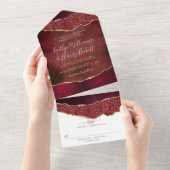 バーグエレガントンディ&金ゴールドアゲート結婚ト オールインワン招待状 (貼ってはがせる)