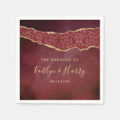 バーグエレガントンディ&金ゴールドアゲート結婚ト スタンダードカクテルナプキン (正面)