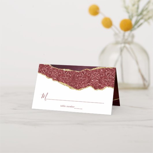 バーグエレガントンディ&金ゴールドアゲート結婚ト プレイスカード (正面)