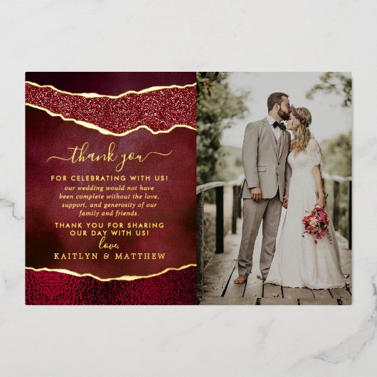 バーグエレガントンディ&金ゴールドア結婚ガテさん 箔招待状 (正面)