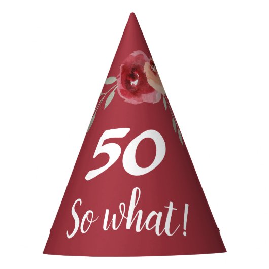 バーグニおもしろいーバラフローラ50誕生日 パーティーハット (正面)