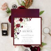 バーグニエレガントディフローラ水彩ウェディングシャワー 招待状