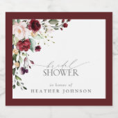 バーグニエレガントディフローラ水彩ブライダルシャワー スパークリングワインラベル (シングルラベル)