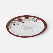 バーグニエレガントディフローラ水彩ブライダルシャワー ペーパープレート (アングル)