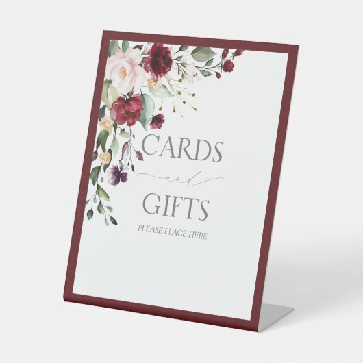 バーグニエレガントディフローラ水彩ブライダルシャワー 台座サイン (正面)