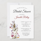 バーグニエレガントディフローラ水彩ブライダルシャワー 招待状 (正面)