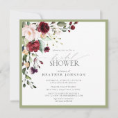 バーグニエレガントディフローラ水彩ブライダルシャワー 招待状 (正面)